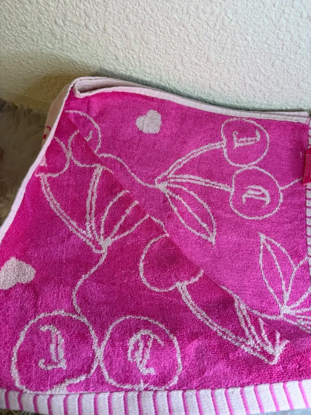 Juicy Couture Pink Cherry Bath Towel Hand Towel Set 8 Pc Home Love Juicy NWT